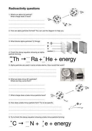 Edexcel iGCSE radioactivity types worksheet, 9-1 iGCSE physics | Teaching Resources