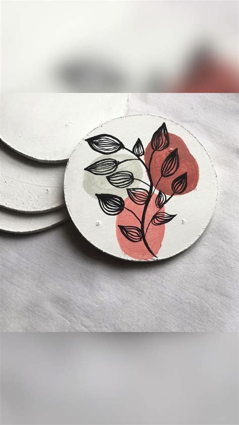 DIY coaster painting modern art. | Diy coasters, Coaster art, Line art drawings