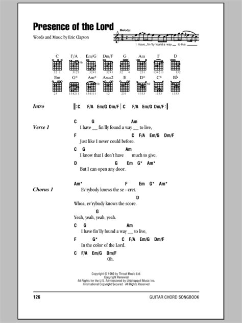 Presence Of The Lord by Eric Clapton - Guitar Chords/Lyrics - Guitar Instructor