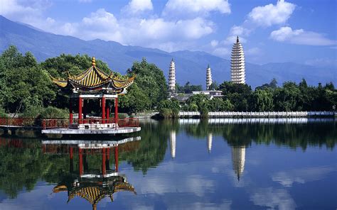 Chinesische Landschaft, ein Pavillon auf dem Park Lake 1920x1200 HD ...