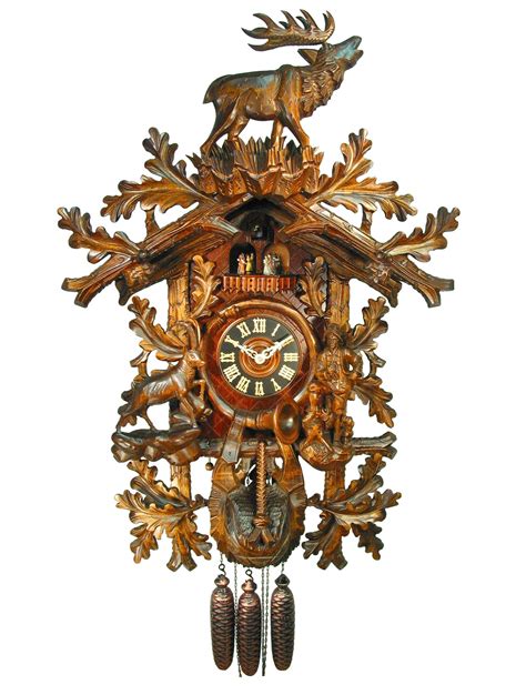 Carved 8-day Large Hunter style cuckoo clock with music 89cm by August - Cuckoo Collections