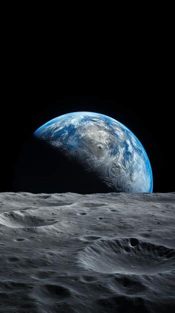 Premium AI Image | The Earth as seen from the surface of the moon