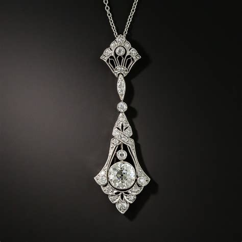 Edwardian Platinum Diamond Pendant - Antique & Vintage Necklaces - Vintage Jewelry