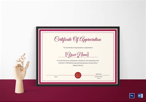 Thank You Certificate Design Template in PSD, Word