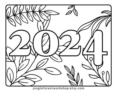 New Year 2024 Coloring Pages 3 Page Coloring Page Bundle - Etsy