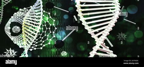 DNA Molecular Background Green Black with Binary Code Stock Photo - Alamy