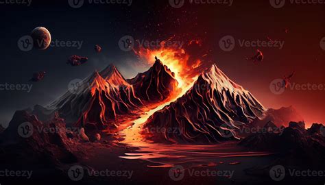 Abstract panoramic background with volcanic eruption themed wallpaper. 22575032 Stock Photo at ...