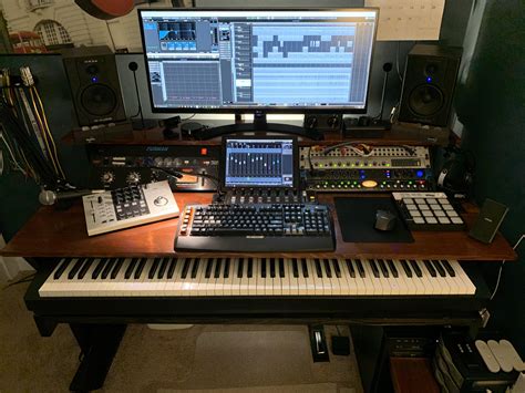 DIY studio desk I built with 88 key sized keyboard drawer for around ...