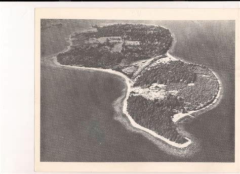 1965 aerial photo of Oak Island on an angle with view of future causeway - Oak Island, Nova Scotia