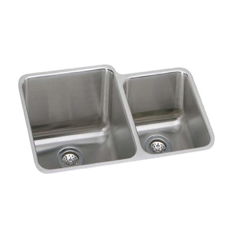 Elkay Lustertone Undermount Stainless Steel 31 in. Double Basin Kitchen ...