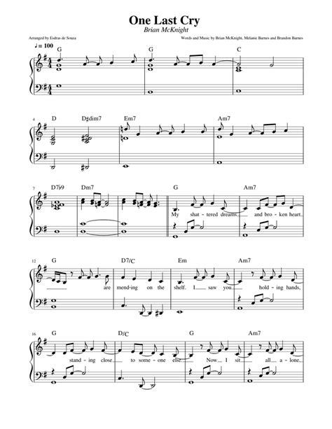 One Last Cry - Brian McKnight Sheet music for Piano (Solo) Easy | Musescore.com