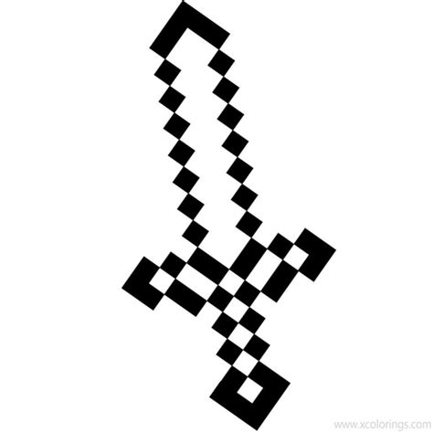 Minecraft Sword Coloring Pages Outline - XColorings.com