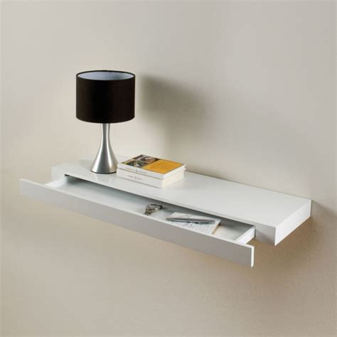 White Gloss Floating Shelf For Room | Floating shelf with drawer ...