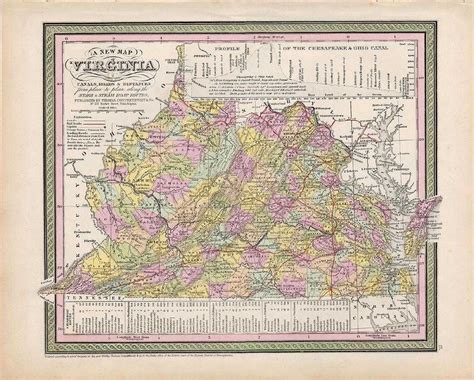 Cowperthwait: Antique Map of Virginia, 1850