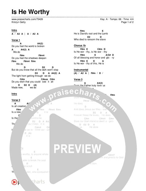 Is He Worthy Chords PDF (Keith & Kristyn Getty) - PraiseCharts