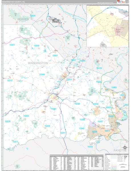 Washington County, PA Wall Map Premium Style by MarketMAPS - MapSales