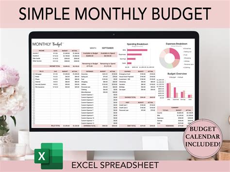 Monthly Budget Spreadsheet Excel Budget Template Excel - Etsy UK