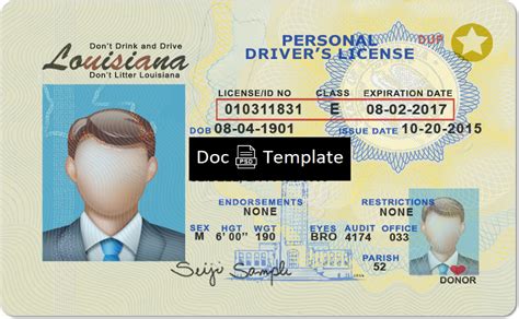 Louisiana Driver License Template PSD - PSD Templates