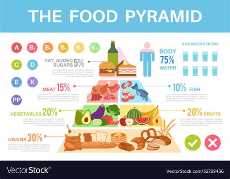 Food pyramid nutritional value healthy eating Vector Image