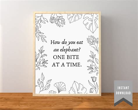 Wall Art Popular Quote How do you eat an elephant | Etsy in 2021 ...