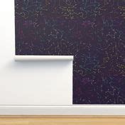 Constellations Deep Purple Wallpaper | Spoonflower