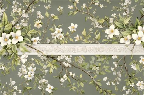 Premium Photo | Vintage Floral Background with white flowers Wallpaper ...