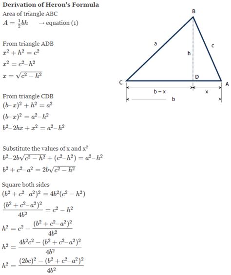 derive herons formula