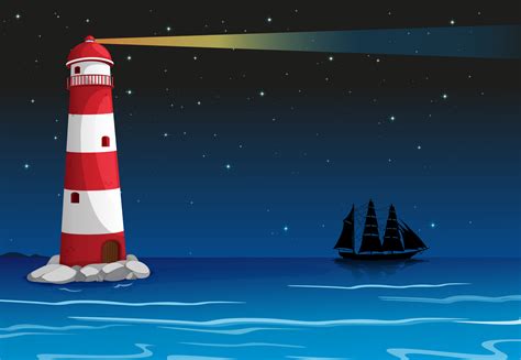 A lighthouse in the middle of the ocean 522905 Vector Art at Vecteezy