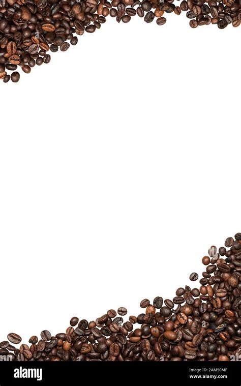 Group of roasted coffee beans isolated on white background with copy ...