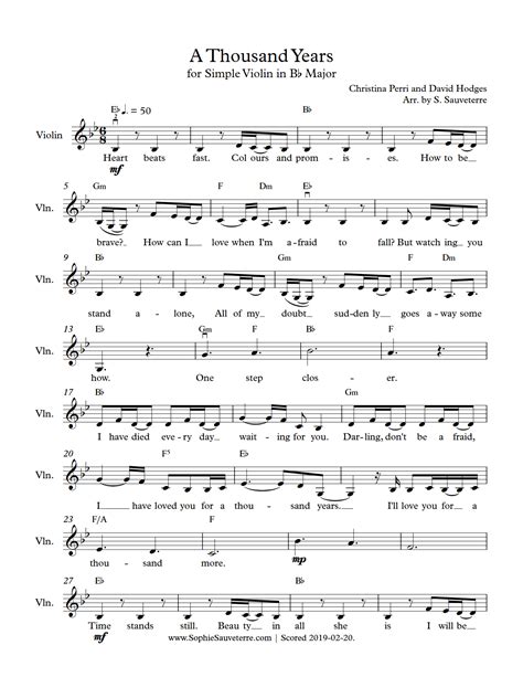 A Thousand Years Piano Sheet Music Full Song