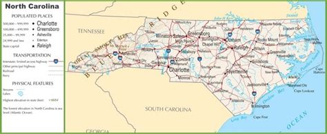 North Carolina highway map - Ontheworldmap.com