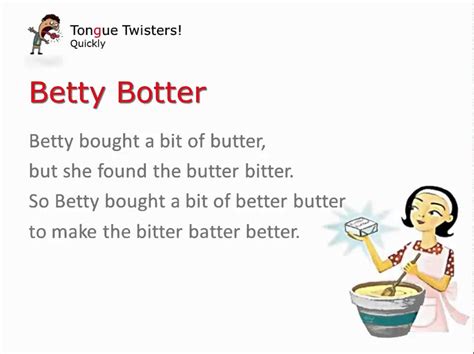 Betty Botter (quickly) Tongue Twister - YouTube