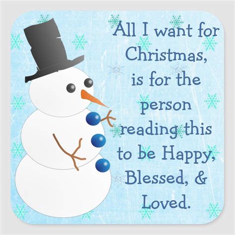 Snowman Snowflake Christmas Quote Sticker | Zazzle | Christmas card sayings, Christmas verses ...