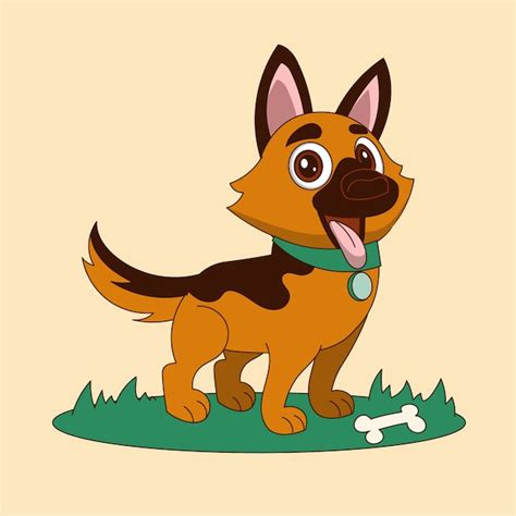 Free Vector | Hand drawn cartoon german shepherd illustration