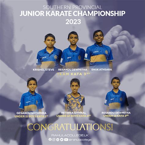 Winners of Southern Provincial Junior Karate Championship 2023 - Rahula College