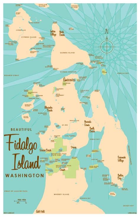 Fidalgo Island WA Map Print