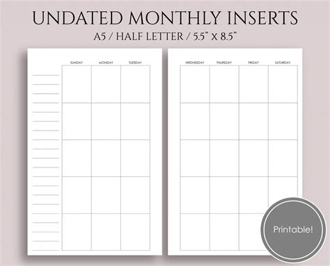 Take Free Half Page Calendar Blank Free | Calendar Printables Free Blank