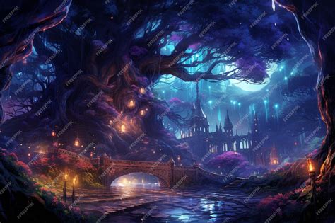 Premium AI Image | An Anime Animals Magical Forest with Mystical Creatures