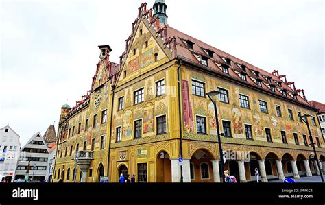 Clock on the wall of Ulm City Hall building, Ulm, Germany Stock Photo ...