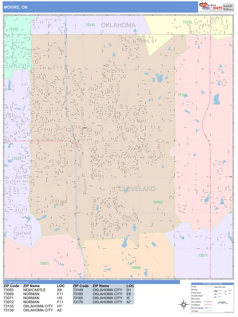 Moore Oklahoma Wall Map (Color Cast Style) by MarketMAPS - MapSales.com