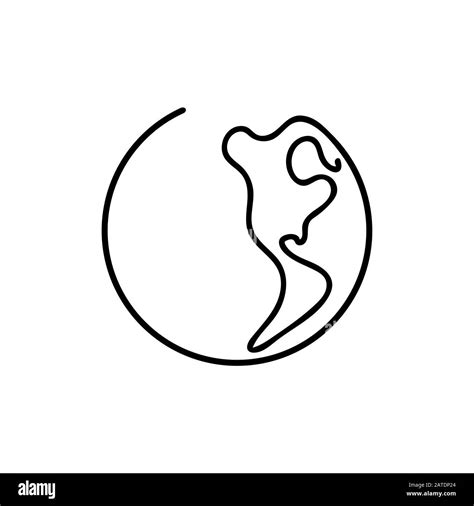 Planet Earth line art - One line style world. Simple modern minimaistic style vector design for ...