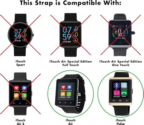 Amazon.com: iTouch Air Smartwatch and iTouch Pulse Smartwatch Solid Silicone Straps, Replacement ...