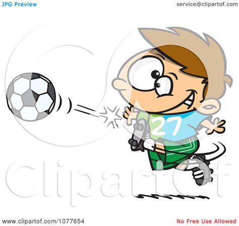 Clipart Boy Kicking A Soccer Ball - Royalty Free Vector Illustration by ...