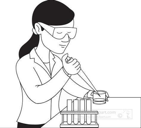 Science Outline Clipart-black white lab technician black white clipart 2