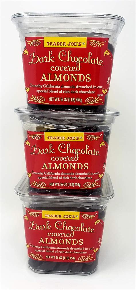 Amazon.com : Trader Joes Dark Chocolate Covered Almonds - Pack of 3 ...