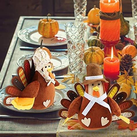 Thanksgiving Standing Turkey Couple Decorations, Tabletop Turkey Decor ...