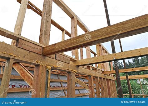 Installation of Wooden Beams at Construction the Roof Truss Syst Stock Image - Image of logs ...