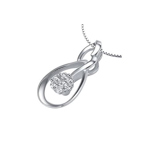 1/8 Carat Diamond Pendant on 10k White Gold - JeenJewels