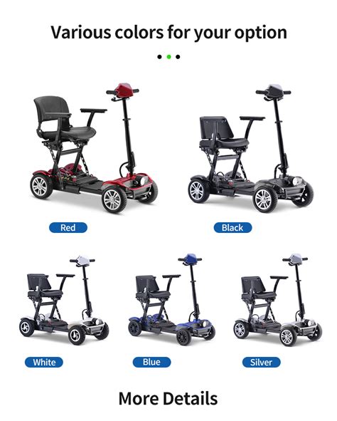 4 Wheel Electric Mobility Scooter Aluminum Lightweight Portable Folding ...