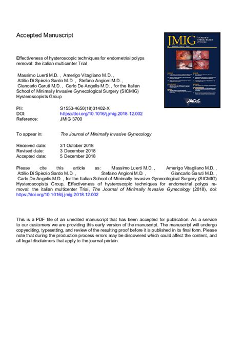 (PDF) Effectiveness of Hysteroscopic Techniques for Endometrial Polyp Removal: The Italian ...